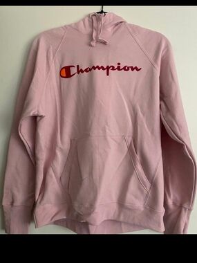Champion Pink Logo Pullover Hoodie